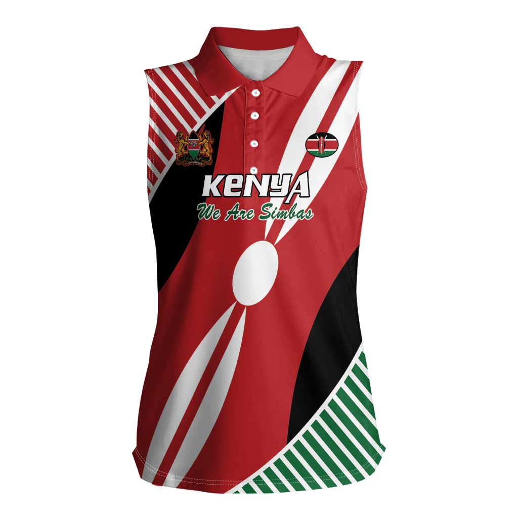 Custom Kenya Rugby Women Sleeveless Polo Shirt Flag Style - Wonder Print Shop