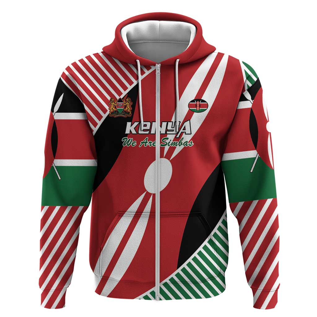 Custom Kenya Rugby Zip Hoodie Flag Style - Wonder Print Shop