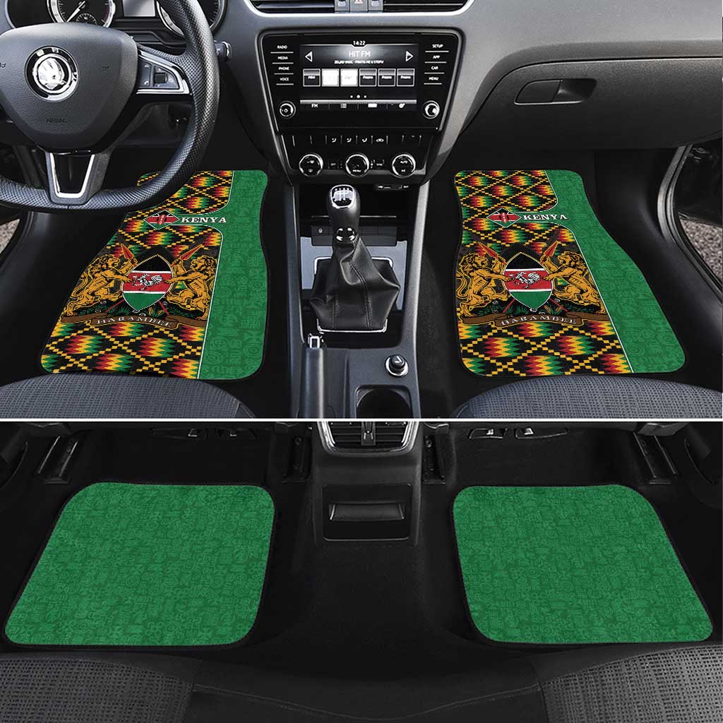 Kenya Car Mats Coat Of Arms Kente Pattern - Wonder Print Shop