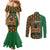 Kenya Couples Matching Mermaid Dress and Long Sleeve Button Shirt Coat Of Arms Kente Pattern LT15