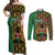 Kenya Couples Matching Off Shoulder Maxi Dress and Long Sleeve Button Shirt Coat Of Arms Kente Pattern - Wonder Print Shop