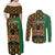 Kenya Couples Matching Off Shoulder Maxi Dress and Long Sleeve Button Shirt Coat Of Arms Kente Pattern - Wonder Print Shop