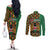 Kenya Couples Matching Off The Shoulder Long Sleeve Dress and Long Sleeve Button Shirt Coat Of Arms Kente Pattern LT15