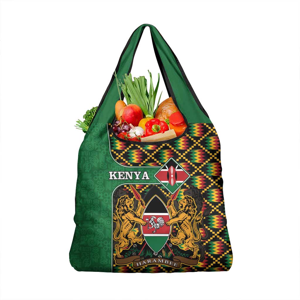 Kenya Grocery Bag Coat Of Arms Kente Pattern