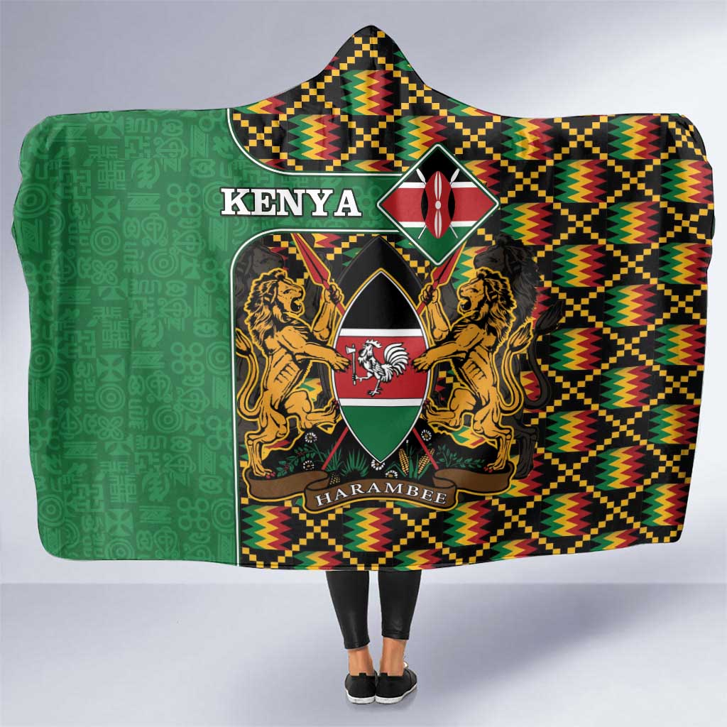 Kenya Hooded Blanket Coat Of Arms Kente Pattern