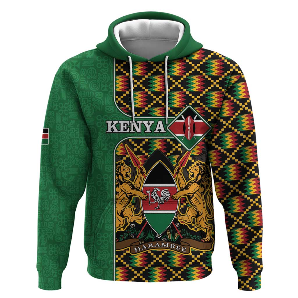 Kenya Hoodie Coat Of Arms Kente Pattern LT15