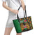 Kenya Leather Tote Bag Coat Of Arms Kente Pattern - Wonder Print Shop