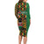 Kenya Long Sleeve Bodycon Dress Coat Of Arms Kente Pattern - Wonder Print Shop