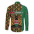 Kenya Long Sleeve Button Shirt Coat Of Arms Kente Pattern - Wonder Print Shop