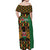 Kenya Off Shoulder Maxi Dress Coat Of Arms Kente Pattern - Wonder Print Shop