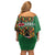 Kenya Off Shoulder Short Dress Coat Of Arms Kente Pattern - Wonder Print Shop