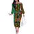 Kenya Off The Shoulder Long Sleeve Dress Coat Of Arms Kente Pattern - Wonder Print Shop