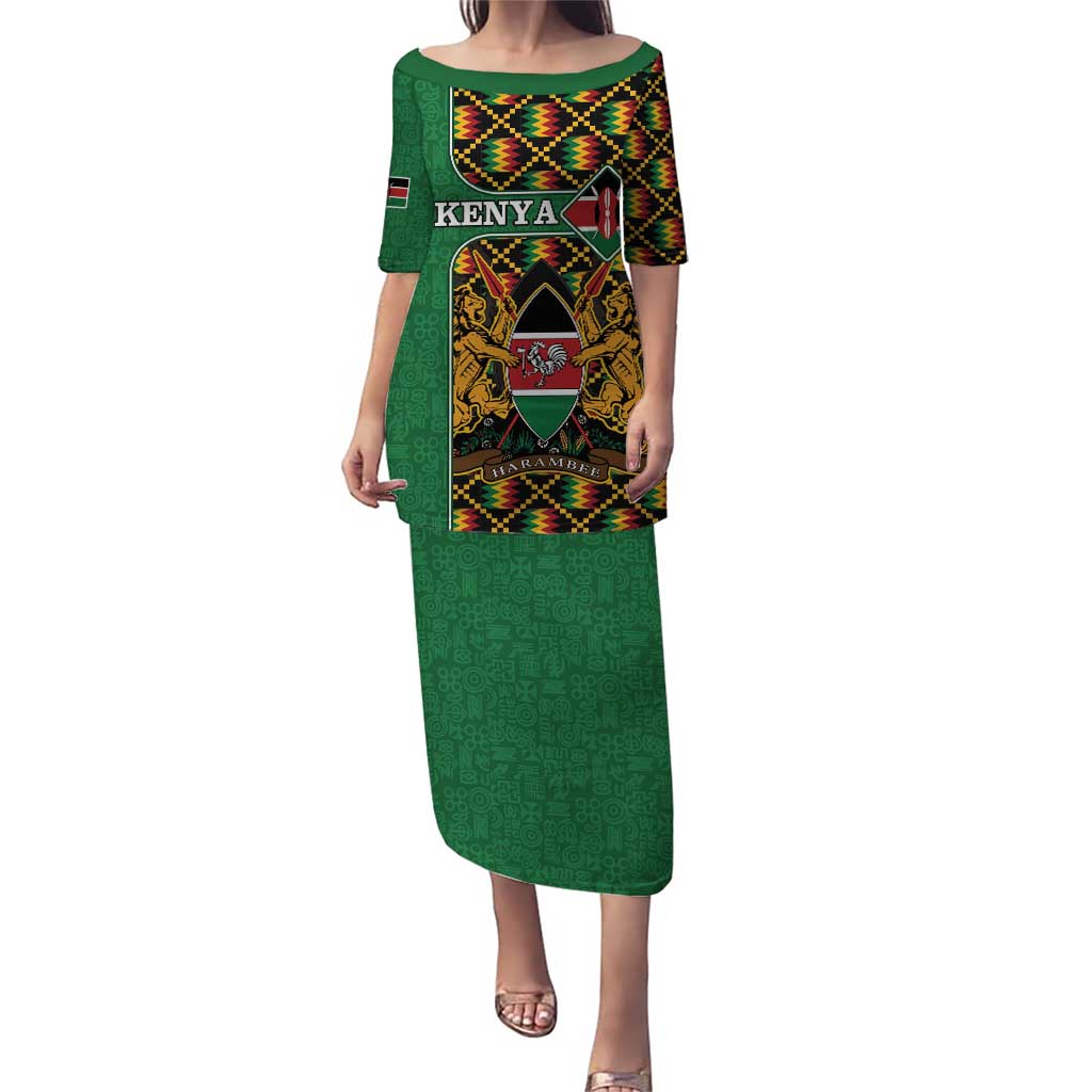 Kenya Puletasi Coat Of Arms Kente Pattern - Wonder Print Shop