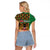 Kenya Raglan Cropped T Shirt Coat Of Arms Kente Pattern - Wonder Print Shop