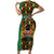 Kenya Short Sleeve Bodycon Dress Coat Of Arms Kente Pattern - Wonder Print Shop