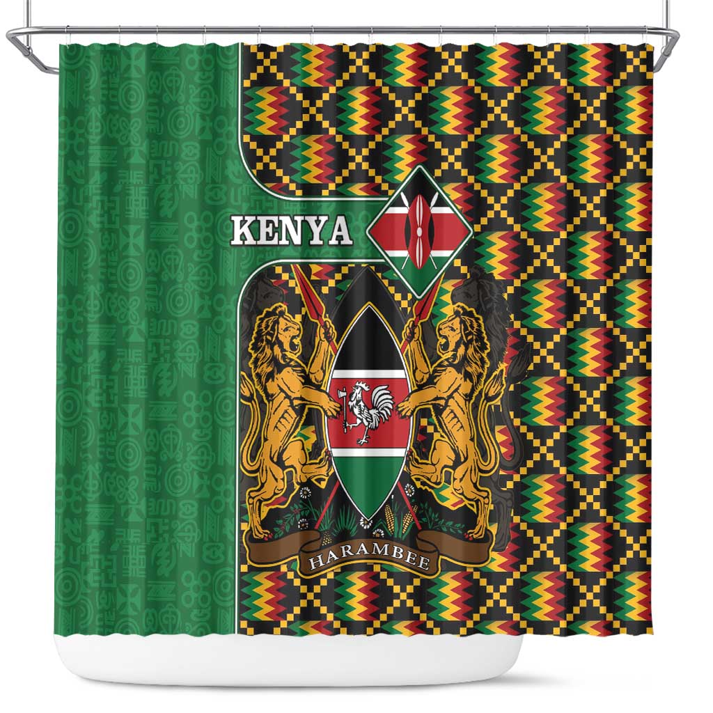 Kenya Shower Curtain Coat Of Arms Kente Pattern