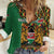 Kenya Women Casual Shirt Coat Of Arms Kente Pattern - Wonder Print Shop