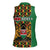 Kenya Women Sleeveless Polo Shirt Coat Of Arms Kente Pattern - Wonder Print Shop