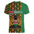 Kenya Women V-Neck T-Shirt Coat Of Arms Kente Pattern - Wonder Print Shop