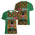 Kenya Women V-Neck T-Shirt Coat Of Arms Kente Pattern - Wonder Print Shop