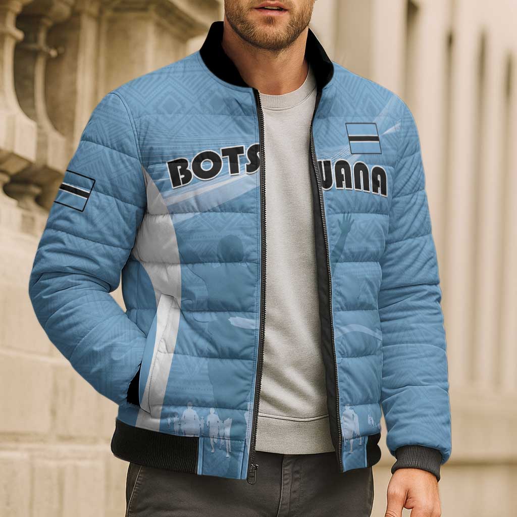 Personalized Botswana Athletics Bomber Puffer Jacket Go Champions Go - Wonder Print Shop