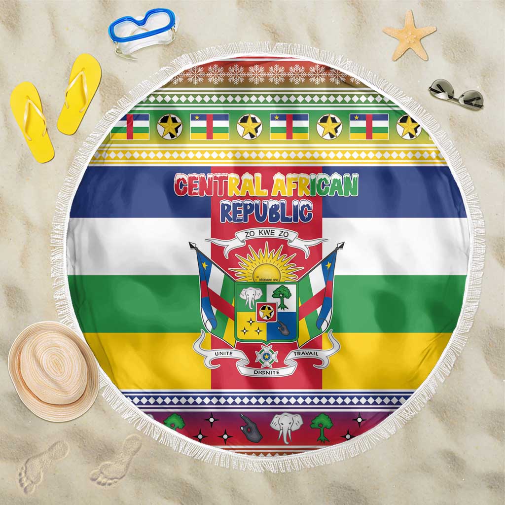 Central African Republic Christmas Beach Blanket Joyeux Noel - Wonder Print Shop