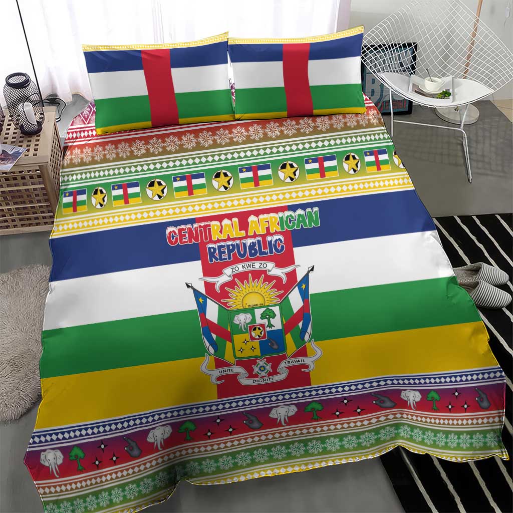 Central African Republic Christmas Bedding Set Joyeux Noel - Wonder Print Shop