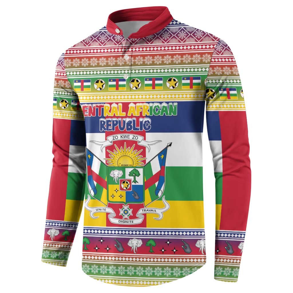 Central African Republic Christmas Button Sweatshirt Joyeux Noel - Wonder Print Shop
