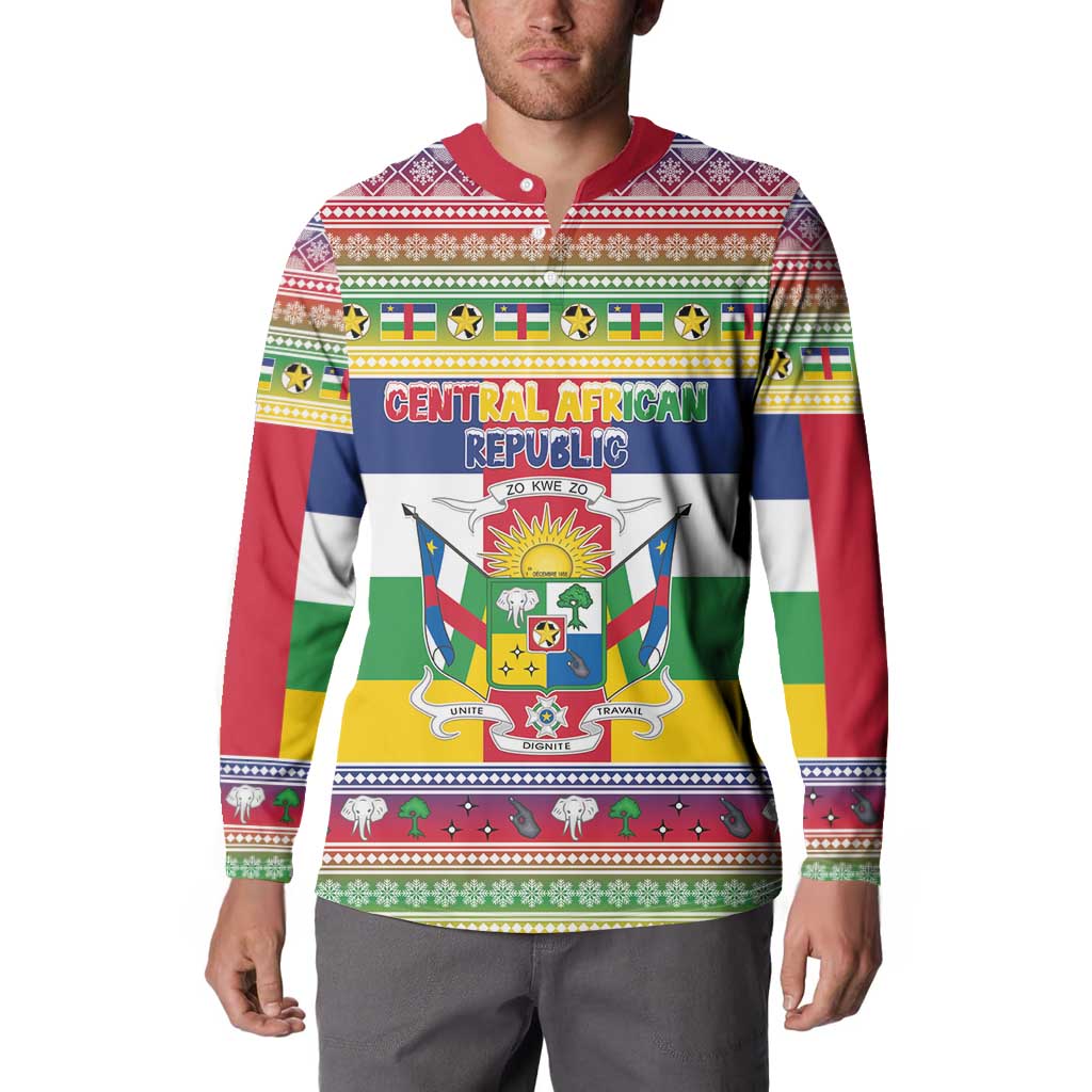 Central African Republic Christmas Button Sweatshirt Joyeux Noel - Wonder Print Shop