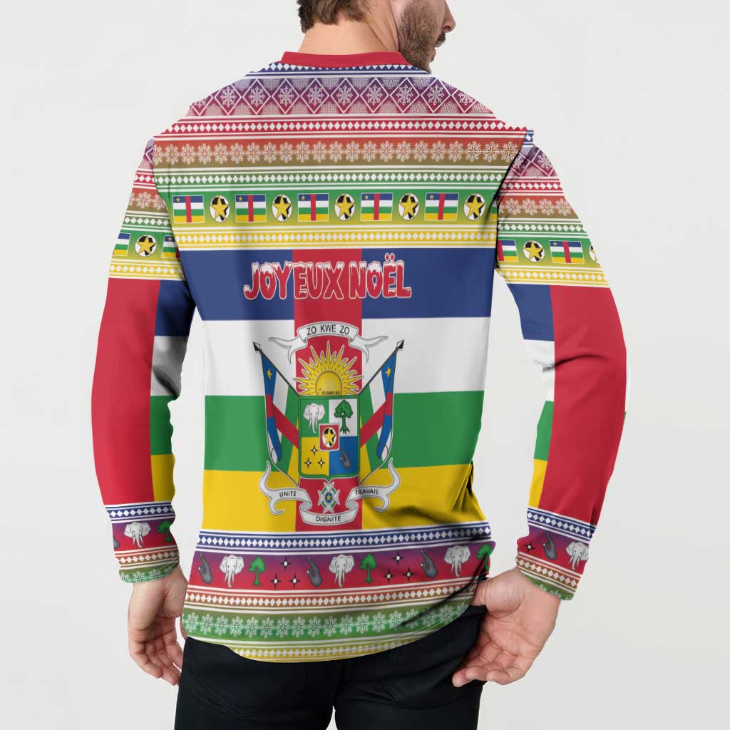 Central African Republic Christmas Button Sweatshirt Joyeux Noel - Wonder Print Shop