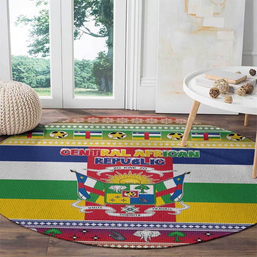 Central African Republic Christmas Round Carpet Joyeux Noel - Wonder Print Shop