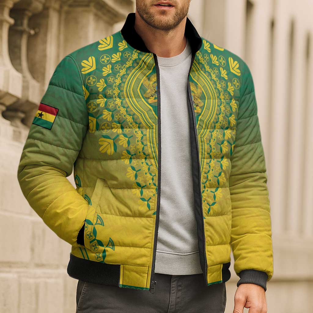 Personalized Ghana African Dashiki Bomber Puffer Jacket - Wonder Print Shop