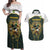 South Africa Rugby Personalised Couples Matching Off Shoulder Maxi Dress and Hawaiian Shirt Springboks Mascot With King Protea -  African Pattern - Wonder Print Shop