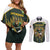 South Africa Rugby Personalised Couples Matching Off Shoulder Short Dress and Long Sleeve Button Shirt Springboks Mascot With King Protea -  African Pattern - Wonder Print Shop