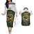 South Africa Rugby Personalised Couples Matching Off The Shoulder Long Sleeve Dress and Hawaiian Shirt Springboks Mascot With King Protea -  African Pattern - Wonder Print Shop