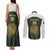 South Africa Rugby Personalised Couples Matching Tank Maxi Dress and Long Sleeve Button Shirt Springboks Mascot With King Protea -  African Pattern - Wonder Print Shop