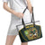 South Africa Rugby Personalised Leather Tote Bag Springboks Mascot With King Protea -  African Pattern - Wonder Print Shop