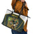 South Africa Rugby Personalised Leather Tote Bag Springboks Mascot With King Protea -  African Pattern - Wonder Print Shop