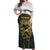 South Africa Rugby Personalised Off Shoulder Maxi Dress Springboks Mascot With King Protea -  African Pattern - Wonder Print Shop