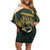 South Africa Rugby Personalised Off Shoulder Short Dress Springboks Mascot With King Protea -  African Pattern - Wonder Print Shop