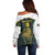 South Africa Rugby Personalised Off Shoulder Sweater Springboks Mascot With King Protea -  African Pattern - Wonder Print Shop