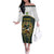 South Africa Rugby Personalised Off The Shoulder Long Sleeve Dress Springboks Mascot With King Protea -  African Pattern - Wonder Print Shop