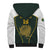 South Africa Rugby Personalised Sherpa Hoodie Springboks Mascot With King Protea -  African Pattern