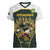 South Africa Rugby Personalised Women V-Neck T-Shirt Springboks Mascot With King Protea -  African Pattern