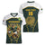 South Africa Rugby Personalised Women V-Neck T-Shirt Springboks Mascot With King Protea -  African Pattern