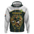 South Africa Rugby Personalised Zip Hoodie Springboks Mascot With King Protea -  African Pattern