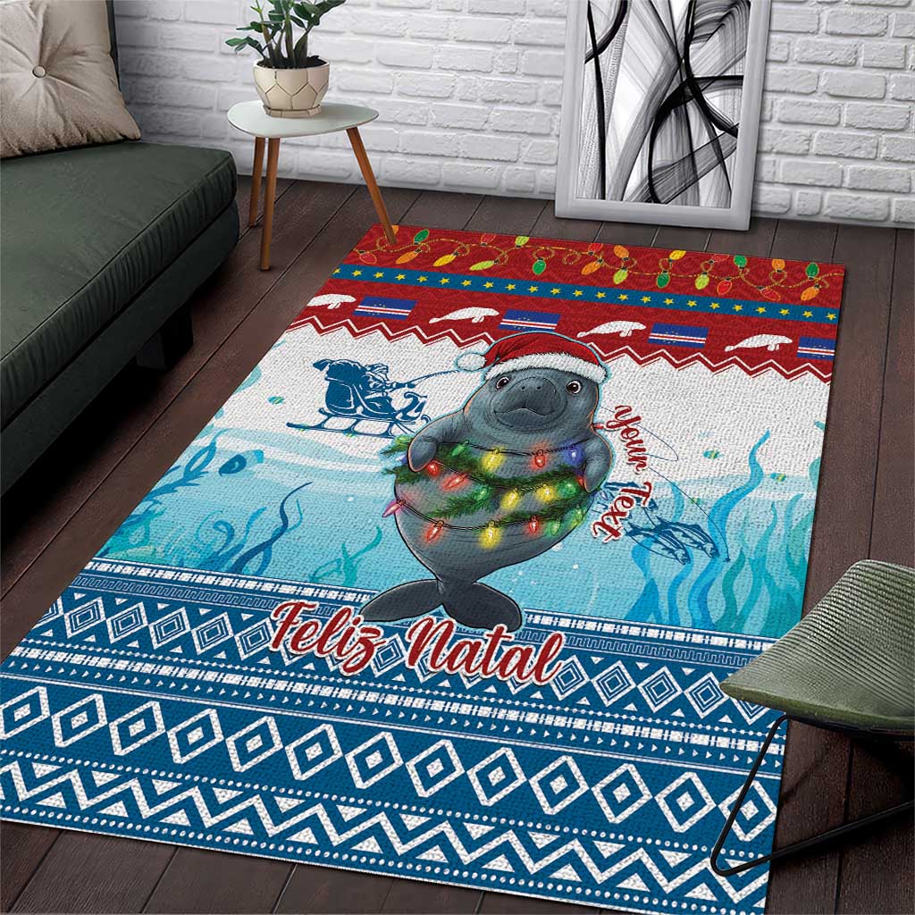 Personalised Cape Verde Christmas Area Rug Manatee Feliz Natal - Wonder Print Shop