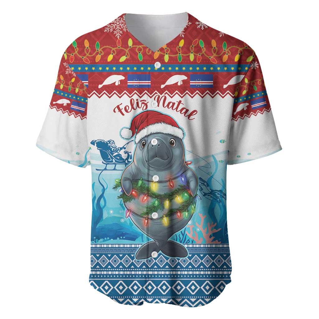 Personalised Cape Verde Christmas Baseball Jersey Manatee Feliz Natal - Wonder Print Shop