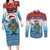 Personalised Cape Verde Christmas Couples Matching Long Sleeve Bodycon Dress and Long Sleeve Button Shirt Manatee Feliz Natal - Wonder Print Shop