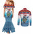 Personalised Cape Verde Christmas Couples Matching Mermaid Dress and Long Sleeve Button Shirt Manatee Feliz Natal